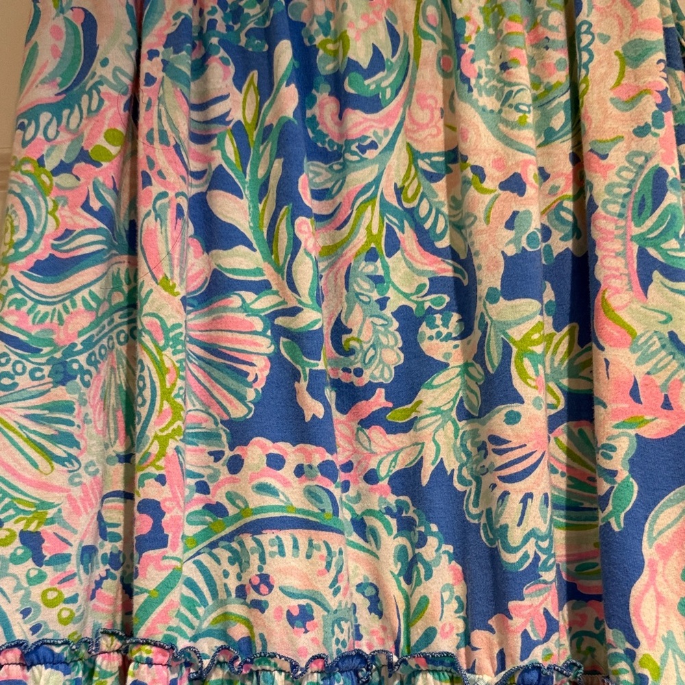 Lilly Pulitzer Blue Pink Green Printed Tiered Sundress - Picture 2 of 2